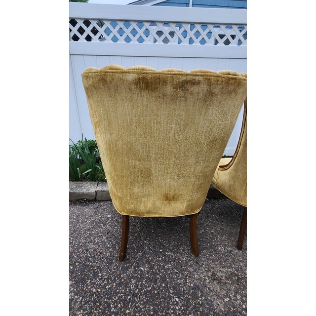 Pair of Vintage Hollywood Regency Shell Back Slipper Chairs, 1940s Style For Sale - Image 9 of 18