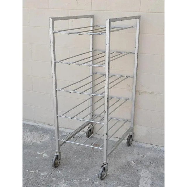 Vintage Industrial Metal Rolling 5 Tier Bakery Bakers Cart Display Shelf Rack For Sale - Image 4 of 10