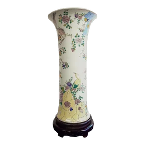 Large Chinese Porcelain Peafowl Garden Gu