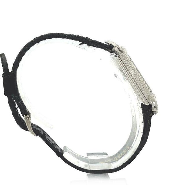 Art Deco Diamond Platinum Hand Wind Elongated Ladies Watch For Sale - Image 4 of 5