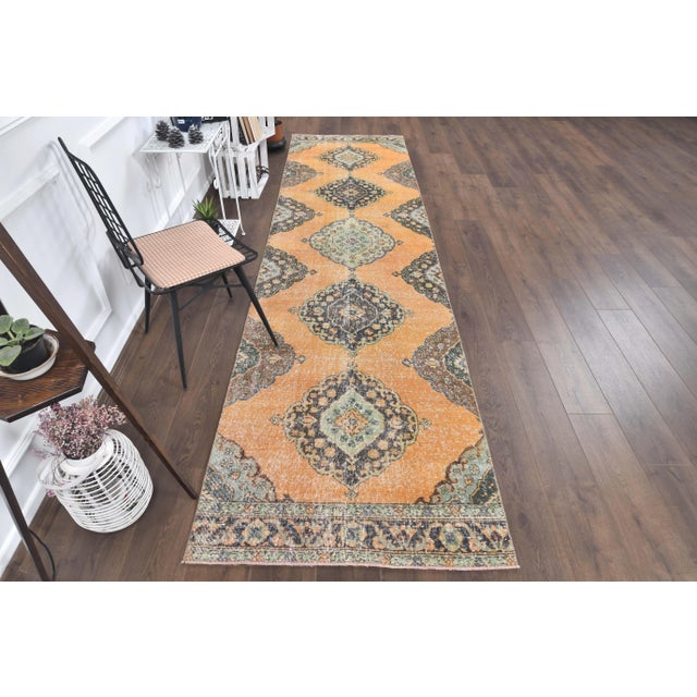 1960s Turkish Hand-Knotted Oriental Runner Rug For Sale - Image 4 of 8