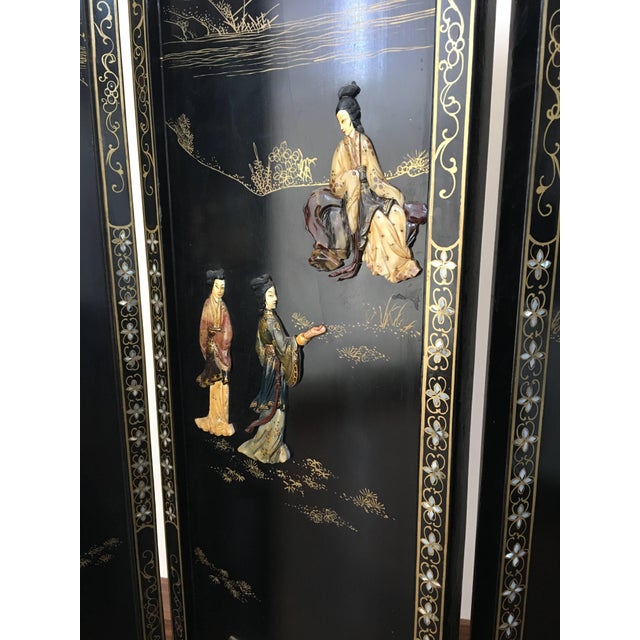 Wood Four-Panel Reversible French Chinoiserie Coromandel Screens Paris, 1920s - a Pair For Sale - Image 7 of 10