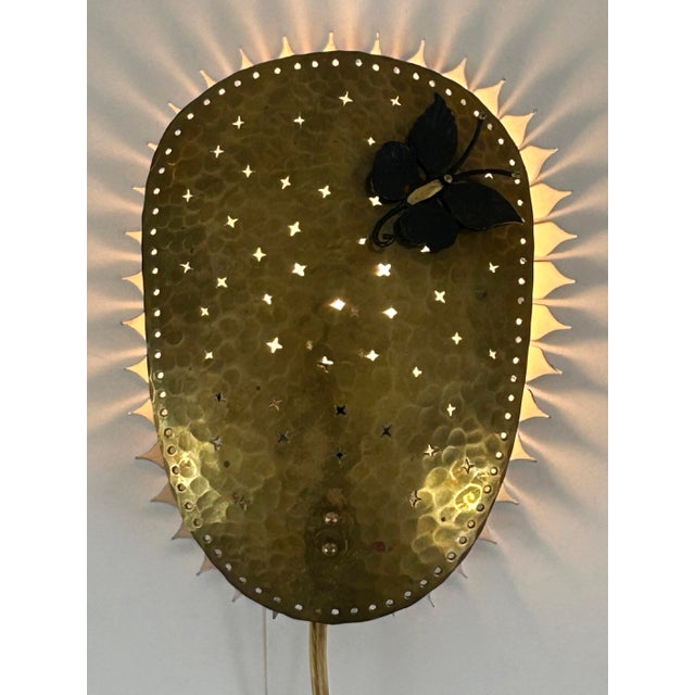 Mid-Century Modern Mid-Century Modern Perforated Brass Papillon Sconce, Sweden, 1960s For Sale - Image 3 of 18