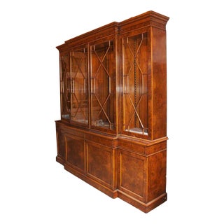 Victorian Walnut Breakfront Bookcase For Sale
