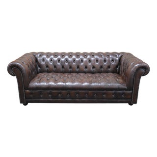 Vintage Chesterfield Tufted Leather Sofa For Sale