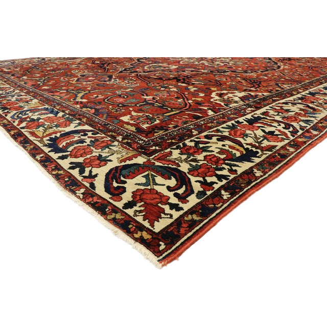 76757 Antique Persian Bakhtiari Rug, 13'02 x 17'04. Immerse yourself in the regal heritage of the Bakhtiari tribespeople...