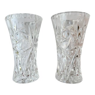 1960s Lenox Cut Glass Mini Vases in Flower Pattern- Set of 2 For Sale