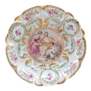 Late 20th Century RS Pussia Porcelain Bowl With Handpainted Women and Cherub For Sale