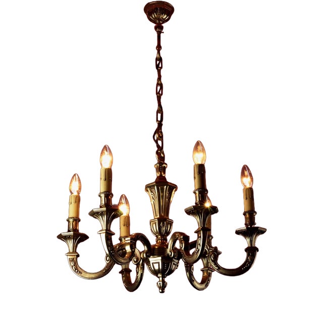 6-Arm Chandelier with Floral Decoration For Sale