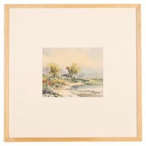 On the Shore, Watercolor on Paper, Framed