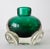 C.1970's; Italian, Hand-Blown thick Murano bud vase in a green to emerald green inner coloration with a clear transparent...