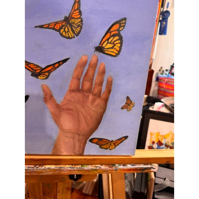 Butterflies and Me by Kathleen Varadi, 2016 Oil on Canvas For Sale In Savannah - Image 6 of 12
