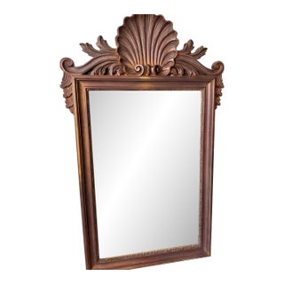 Vintage Mid-Century Italian Hollywood Regency Carved Shell Top Wall Mirror La Barge For Sale