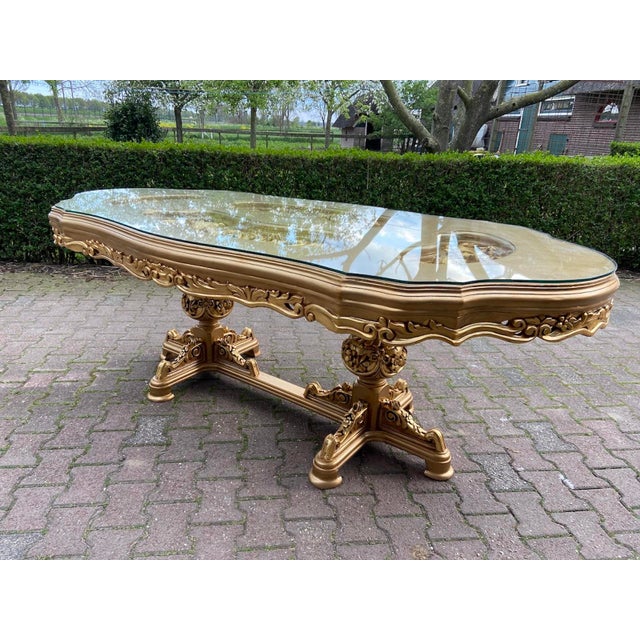 1970 Italian Artisan Baroque Gold Beech Dining Table For Sale - Image 10 of 10