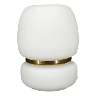 Czech Opaline Glass and Brass Table Lamp, 1970s For Sale