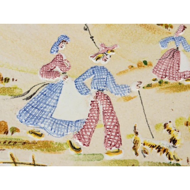 Mid-Century Modern Large Italian Handmade Wall Ceramic Plate by Lina Poggi Assalini for Ce. As., 1940s For Sale - Image 3 of 9