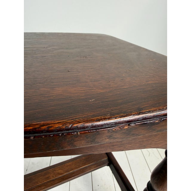Vintage Gothic Revival Oak Hall Chair With Carved Back and Casters For Sale - Image 12 of 12