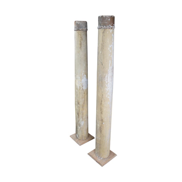 Neoclassical Antique Architectural Reclaimed Salvaged Decorative Columns Distressed Wood 67" For Sale - Image 3 of 11