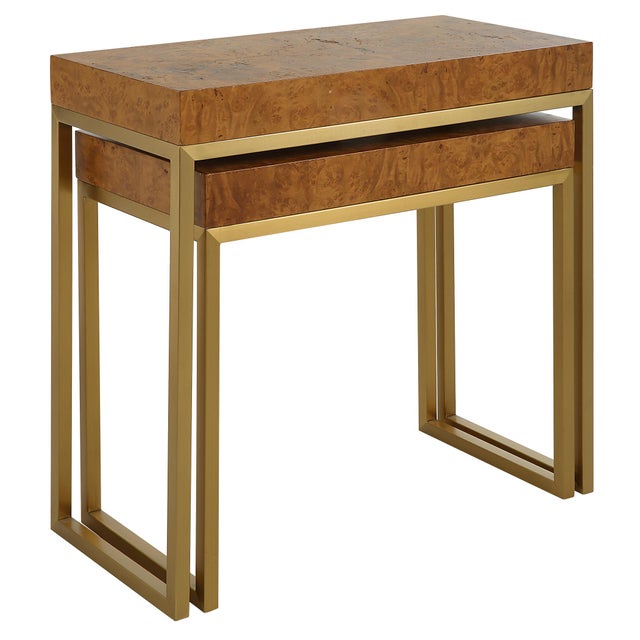 Kenneth Ludwig Chicago Burl-esque Wooden Nesting Tables, Set of 2 For Sale - Image 4 of 7