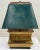 Late 20th Century Vintage Large Brass Table Lamp W/ Oversized Painted Green Shade For Sale - Image 5 of 9