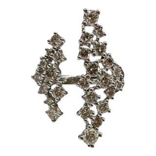1.50ctw Natural Diamond Fashion Ring 14k White Gold Size 7 For Sale
