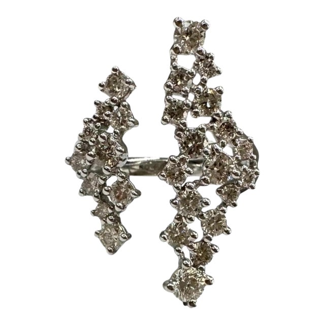 1.50ctw Natural Diamond Fashion Ring 14k White Gold Size 7 For Sale