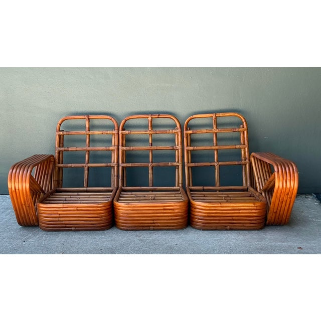 Brown Vintage MCM Paul Frankl 6 Strand Rattan Sofa For Sale - Image 8 of 18