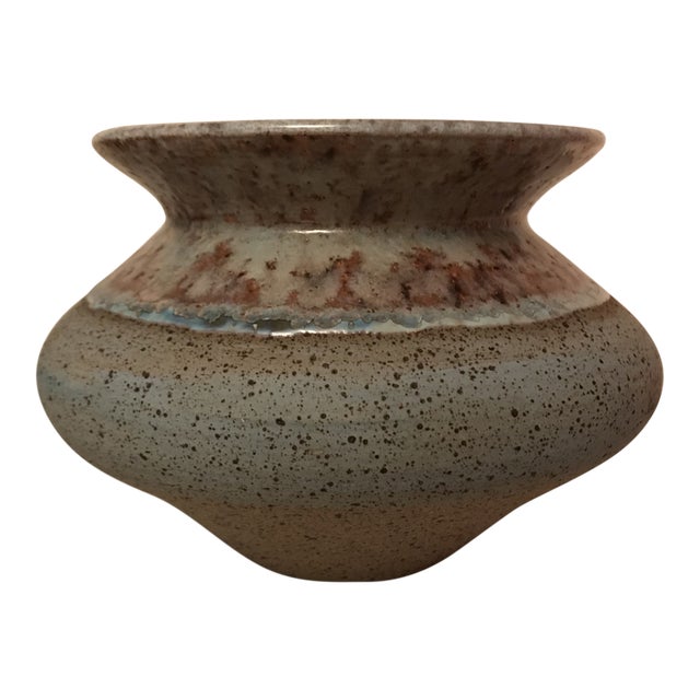 Artisan Thrown Vintage Glazed Pottery Vessel For Sale