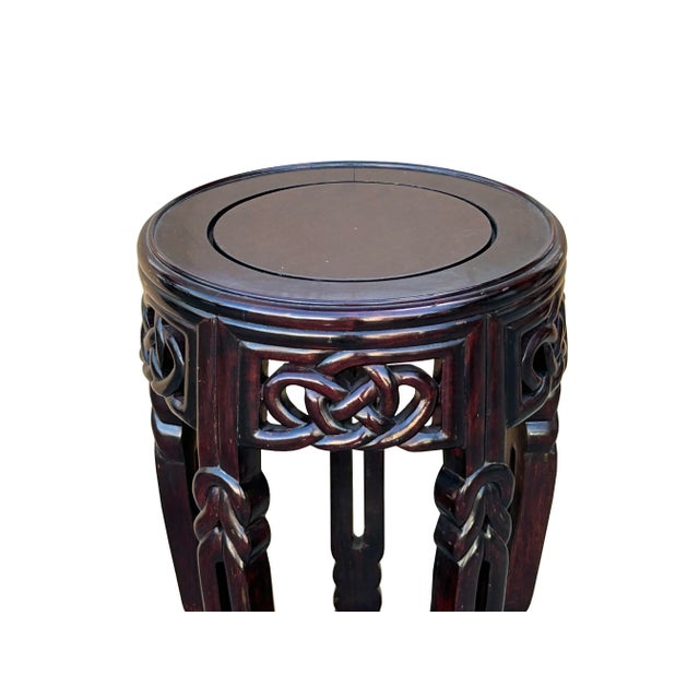 Oriental Round Brown Twist Knot 5 Legs Plant Stand Pedestal Table For Sale In San Francisco - Image 6 of 7