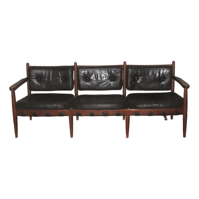 Cadett 3-Seater Sofa in Teak and Leather from Eric Merthen, Sweden, 1960s For Sale
