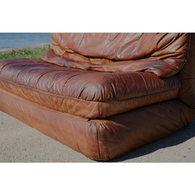 Vintage Convertible Leather Sofa, 1970s For Sale - Image 9 of 18