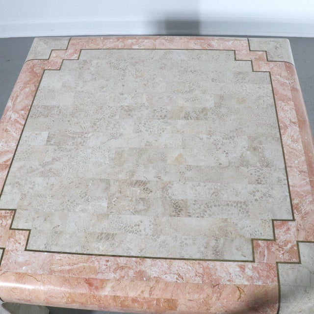 1980s Maitland-Smith Tessellated Stone and Brass Inlay Waterfall Side Table For Sale In Tampa - Image 6 of 11