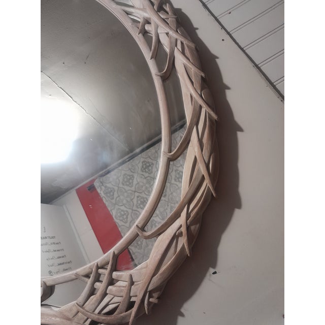 Serge Roche Carolina Mirror Co Vintage Serge Roche Style Regency Palm Leaf Mirror For Sale - Image 4 of 4