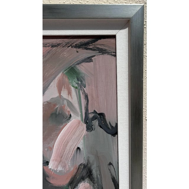 Dark Gray 1980s Vintage Abstract Man & Woman Painting., Framed For Sale - Image 8 of 13