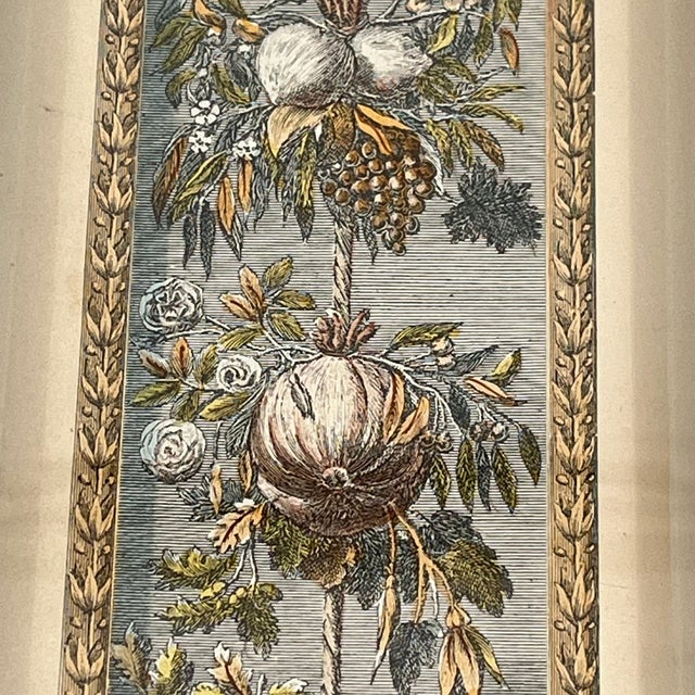 Gold Vintage Hand Colored Engraving Old World European Fruit Swag For Sale - Image 8 of 18