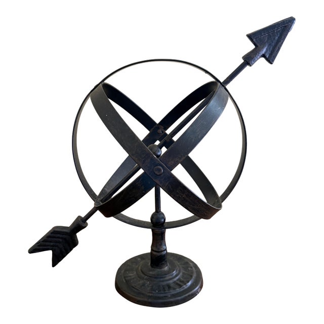 Late 20th Century Bronze Iron Armillary Globe Sculpture – Traditional Landscape & Garden Decor For Sale