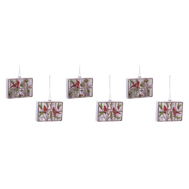 Cardinal Window Ornament Set of 6  5"L x 4"H Glass For Sale In Chicago - Image 6 of 6