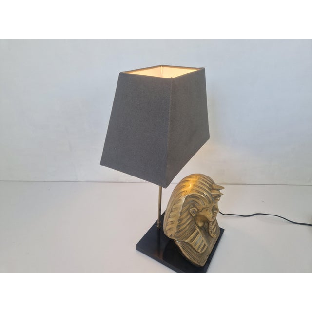 Hollywood Regency Regency Brass Pharaoh Table Lamp in the style of Maison Jansen, 1970s For Sale - Image 3 of 13