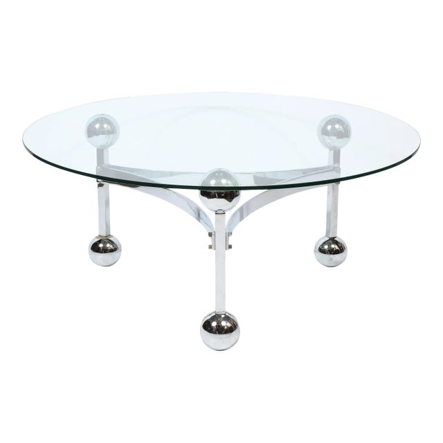 Mid-Century Modern Polished Chrome & Glass Cocktail with Spherical Detailing For Sale