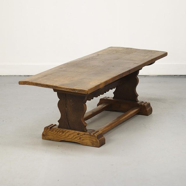 Rustic Farmhouse Refectory Coffee Table in Solid Oak For Sale - Image 4 of 12