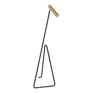 Kelly Wearstler for Visual Comfort Signature Flesso Small Floor Lamp in Matte Black and Antique-Burnished Brass For Sale