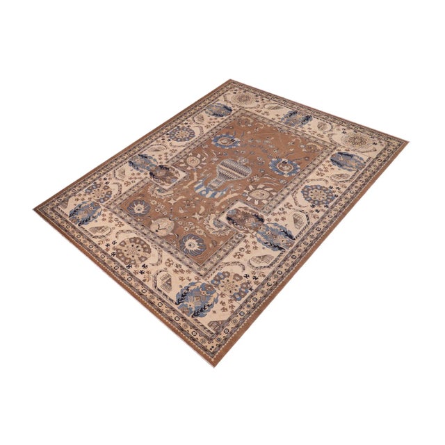 Boho Chic Boho Chic Ziegler Brown Ivory Hand-Knotted Wool Rug - 10'8'' X 14'11'' For Sale - Image 3 of 8