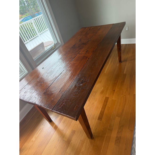 Mid 19th Century 19th Century American Primitive Farmhouse Harvest Dining Table For Sale - Image 5 of 12
