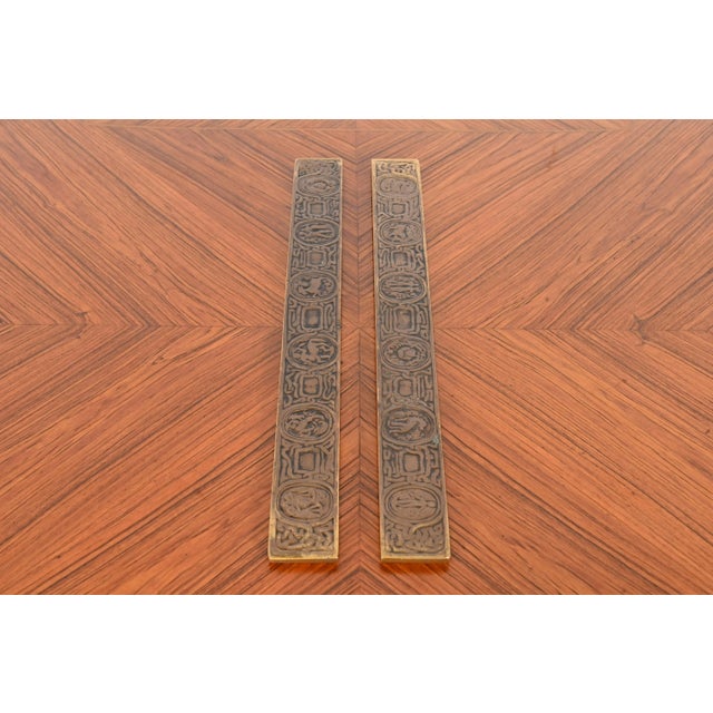 Early 20th Century Tiffany Studios New York "Zodiac" Bronze Blotter Ends For Sale - Image 5 of 11