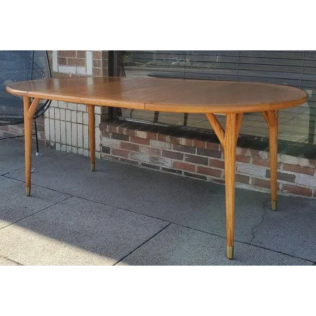 1950 Rare "Y" Leg Expandable Dining Table W 2 Leaves in the Style of Paul Laszlo For Sale - Image 12 of 13