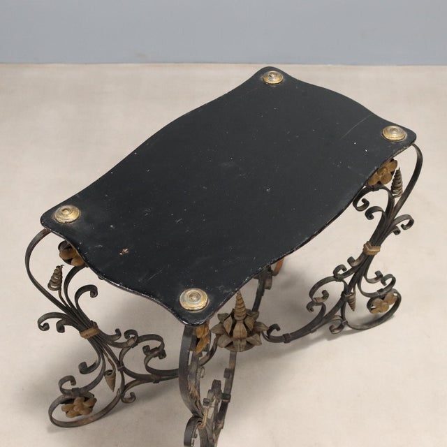 Wood Small Italian Table in Lacquered Wood and Iron For Sale - Image 7 of 9
