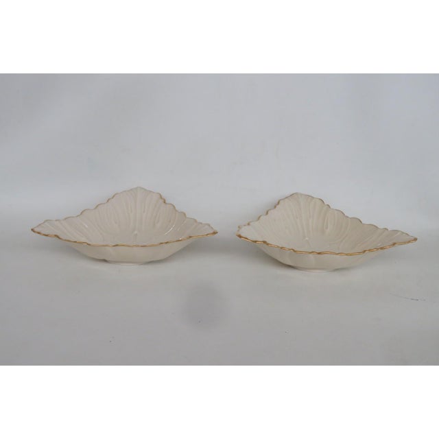 Lenox China Triad Ivory Porcelain Dish Pair of 2 Triangular Bowls Gold Rim 4932b For Sale - Image 15 of 15
