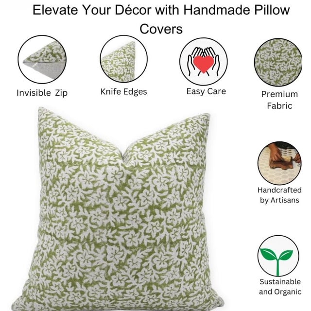 Fabdivine Block Print Cushion Cover 20x20 Inch- Nidhi Van For Sale - Image 6 of 6