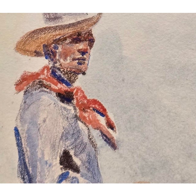 Wood Edward Borein "Western Cowboy on Horse"Original Rare 1924 Monotype For Sale - Image 7 of 12