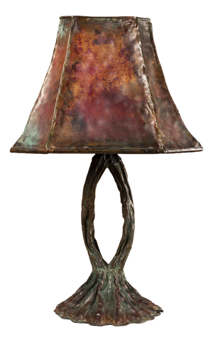 Brutalist Sculptural Table Lamp in Patinated Copper, 1980s